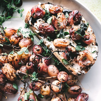 Balsamic Roasted Grape Bruschetta