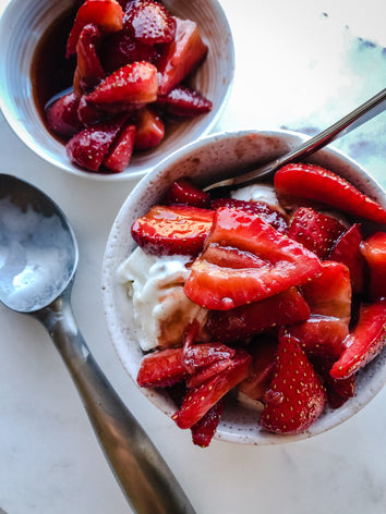 Chocolate Balsamic Strawberry Sundaes